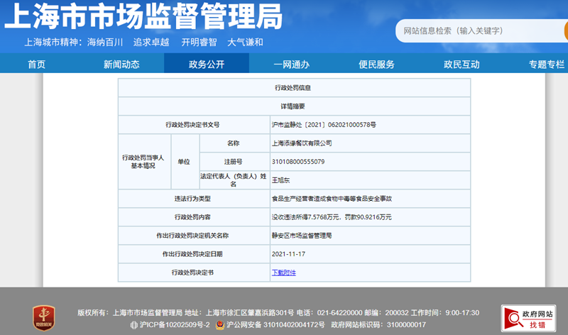 截图来源:上海市市场监督管理局网站